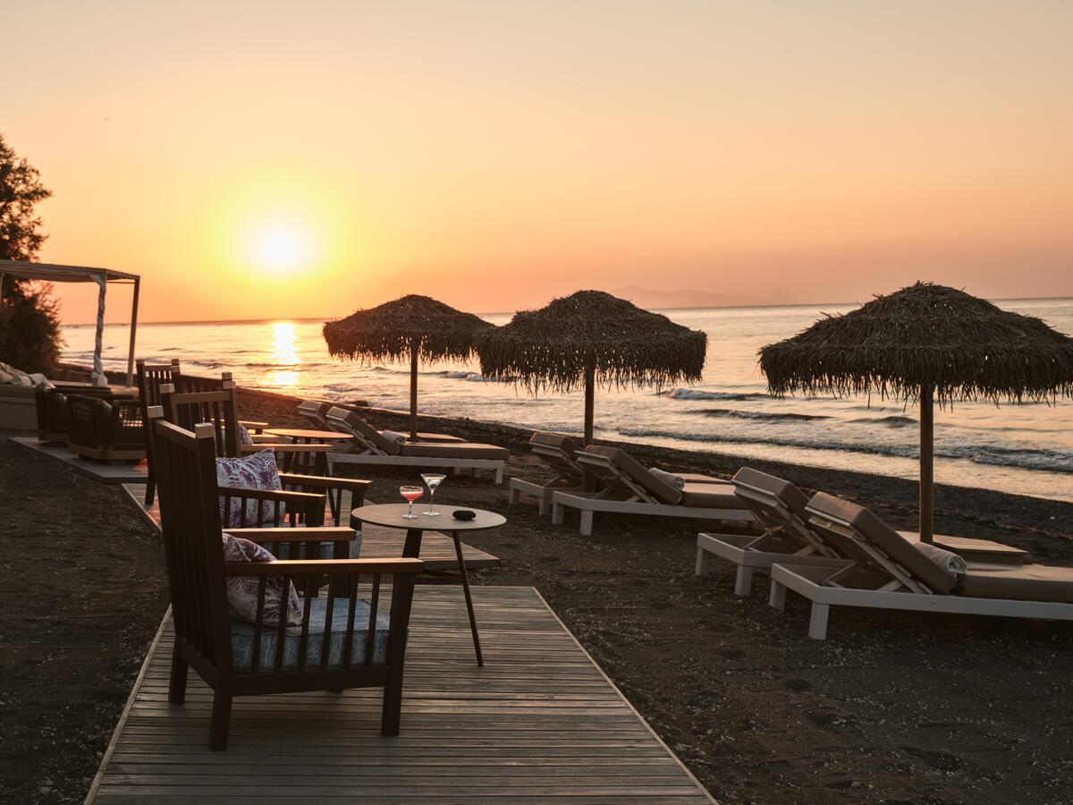 Romantic sunset at a Bora Bora resort