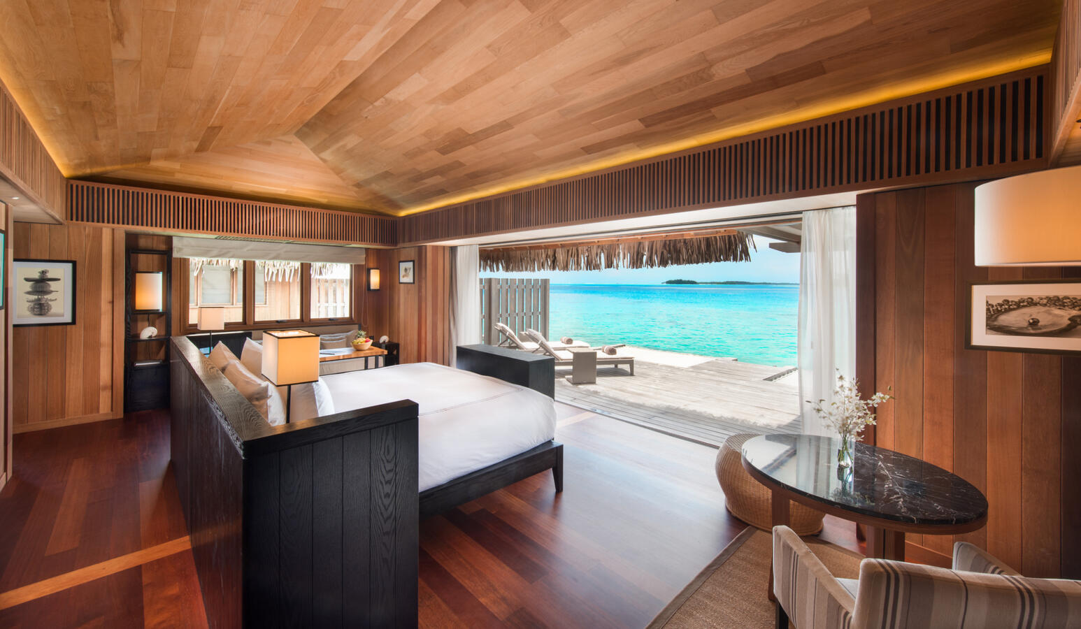 Luxury overwater bungalow with lagoon view in Bora Bora