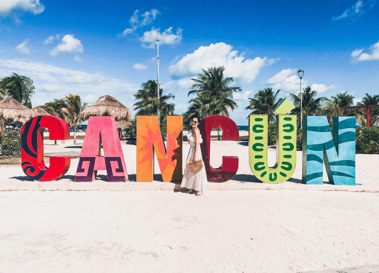 Cancun Mexico vacation destination sign
