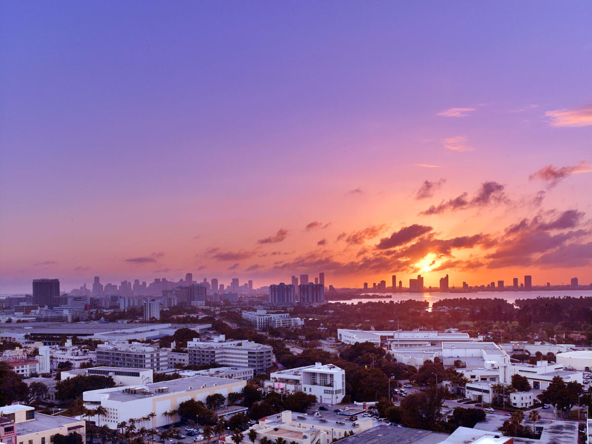 Miami skyline at sunset