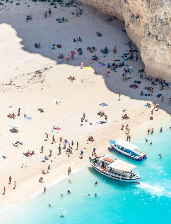 White sand beach and turquoise water in Greece